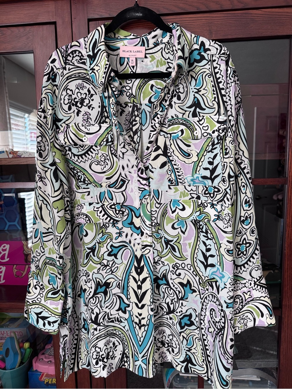 Black Label White Multicolor Paisley Button-Front Shirt